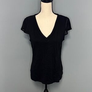 Tommy Hilfiger Women’s Black V-Neck Cap Sleeve Top Sz M